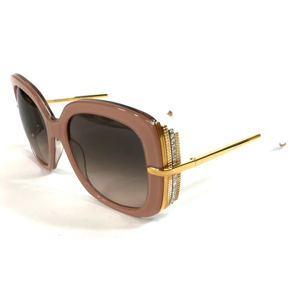 Boucheron Sunglasses BC0002S 006 Pink Gold Butterfly with Gradient Brown Lenses